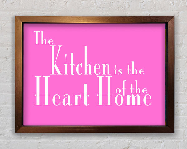 Kitchen Quote The Kitchen Is The Heart Of The Home 2 Vivid Pink Framed Print