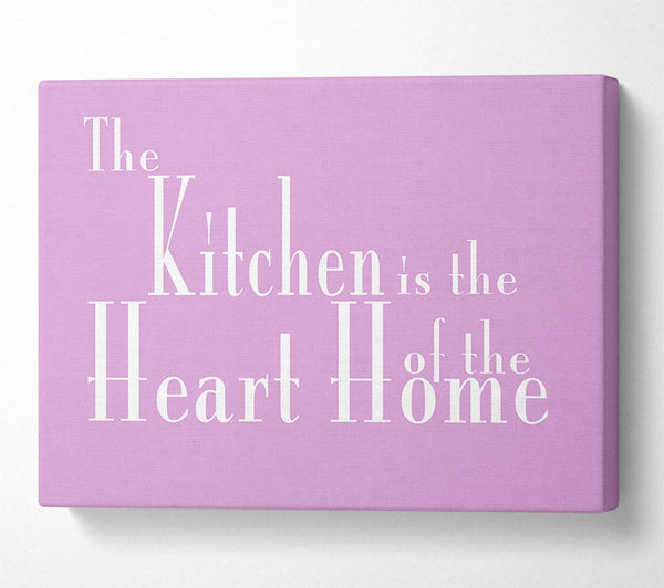  A Canvas Print of Kitchen Quote The Kitchen Is The Heart Of The Home 2 Pink Canvas Print