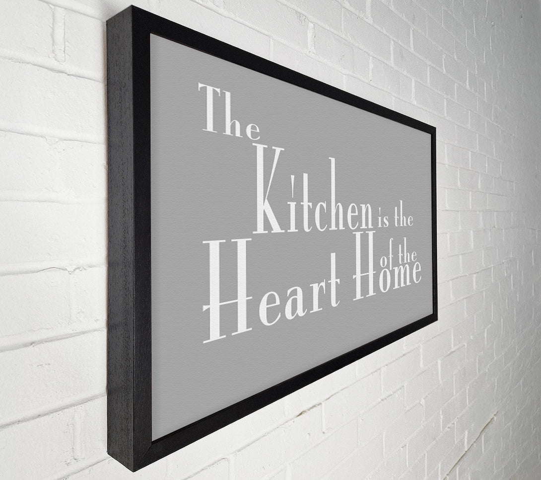  A Canvas Print of Kitchen Quote The Kitchen Is The Heart Of The Home 2 Grey White Canvas Print