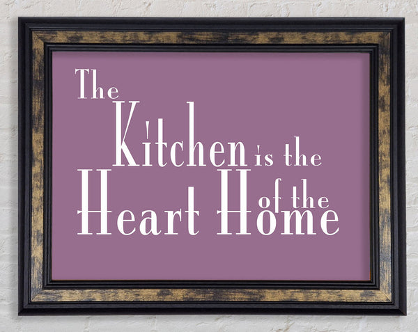 Kitchen Quote The Kitchen Is The Heart Of The Home 2 Dusty Pink Framed Print