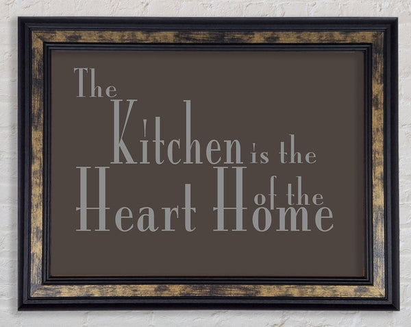 Kitchen Quote The Kitchen Is The Heart Of The Home 2 Chocolate Framed Print