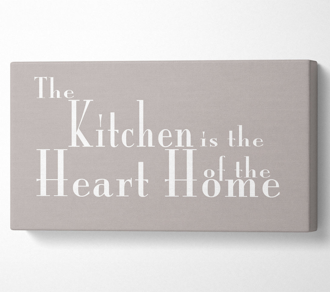  A Canvas Print of Kitchen Quote The Kitchen Is The Heart Of The Home 2 Beige Canvas Wall Art
