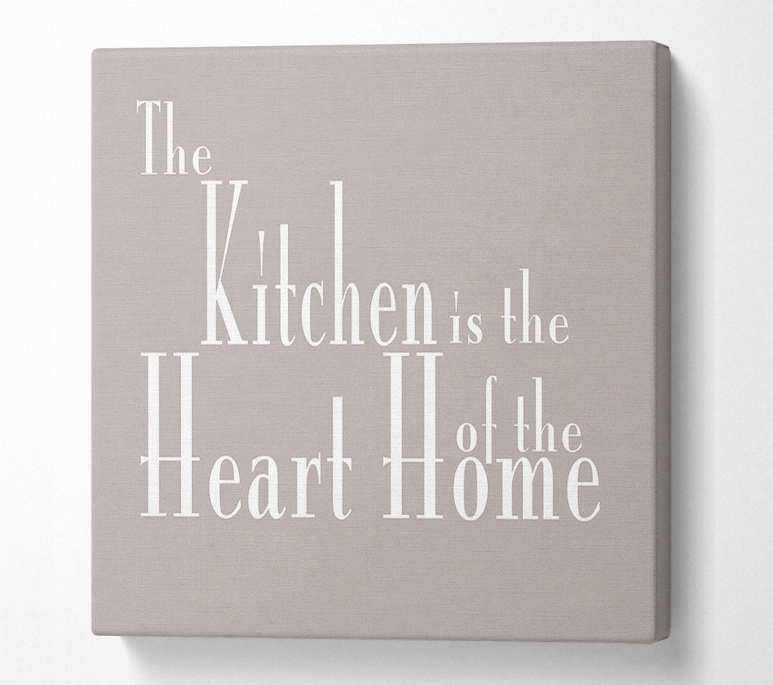  A Canvas Print of Kitchen Quote The Kitchen Is The Heart Of The Home 2 Beige Canvas Wall Art