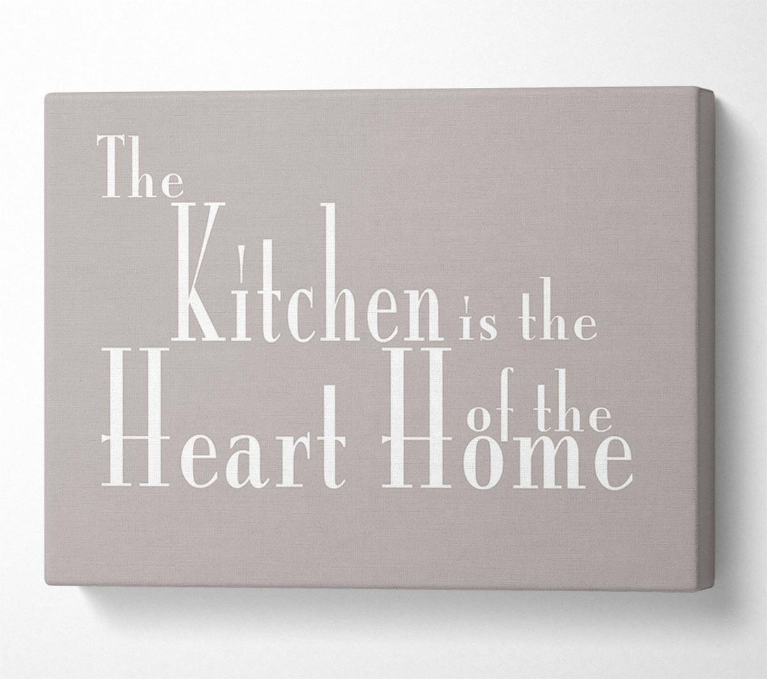  A Canvas Print of Kitchen Quote The Kitchen Is The Heart Of The Home 2 Beige Canvas Wall Art