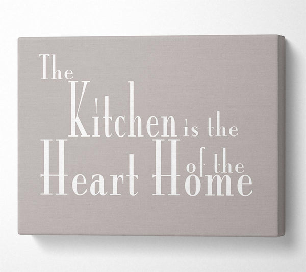  A Canvas Print of Kitchen Quote The Kitchen Is The Heart Of The Home 2 Beige Canvas Wall Art