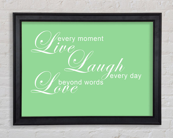 Home Quote Live Every Moment 3 Green Framed Print