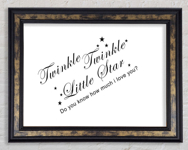 Nursery Quote Twinkle Twinkle Little Star 2 White Framed Print