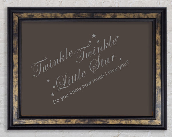 Nursery Quote Twinkle Twinkle Little Star 2 Chocolate Framed Print
