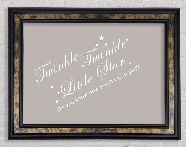 Nursery Quote Twinkle Twinkle Little Star 2 Beige Framed Print