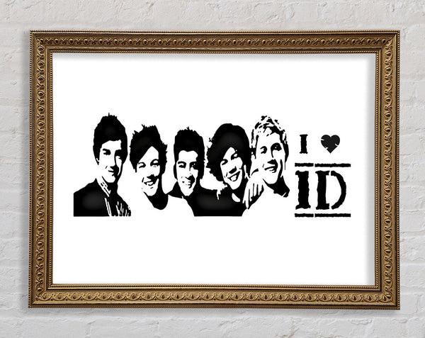 Music Quote I Love 1 Direction White Framed Print