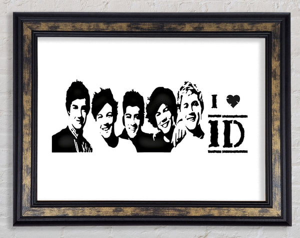 Music Quote I Love 1 Direction White Framed Print
