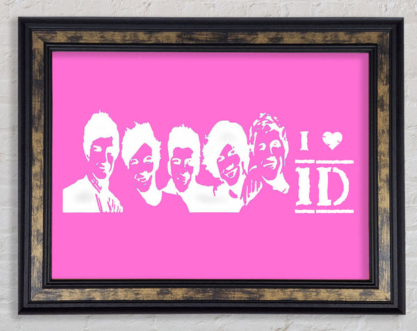 Music Quote I Love 1 Direction Vivid Pink Framed Print