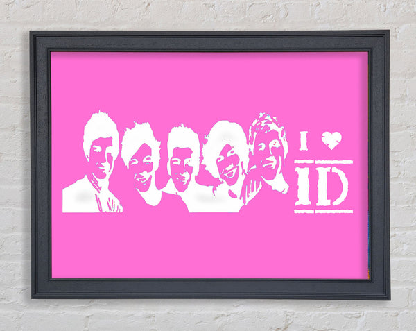 Music Quote I Love 1 Direction Vivid Pink Framed Print