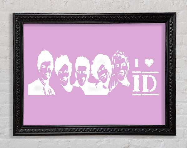 Music Quote I Love 1 Direction Pink Framed Print