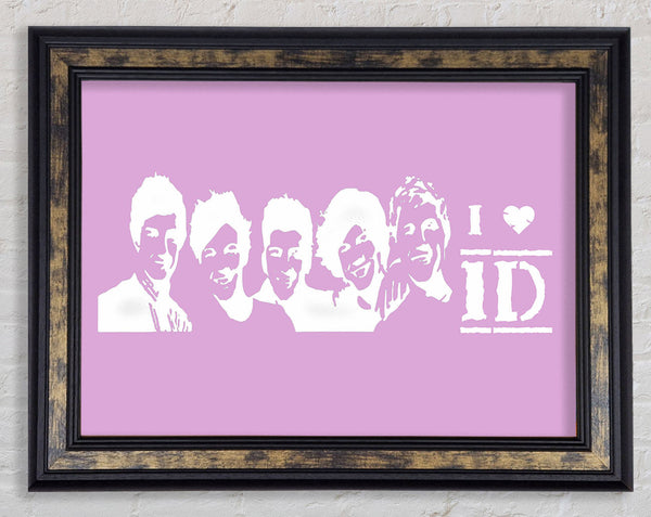Music Quote I Love 1 Direction Pink Framed Print