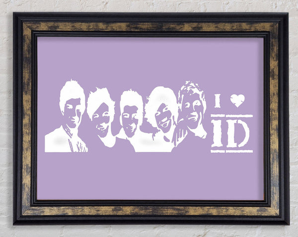 Music Quote I Love 1 Direction Lilac Framed Print