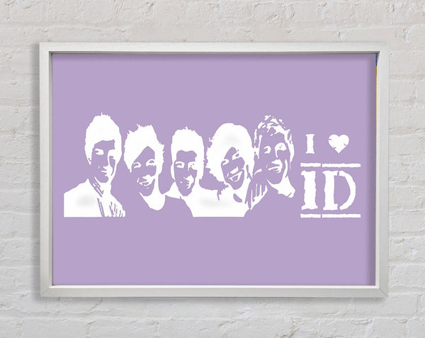 Music Quote I Love 1 Direction Lilac Framed Print