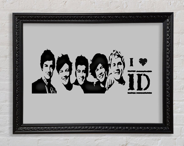 Music Quote I Love 1 Direction Grey Framed Print