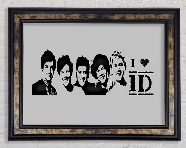 Music Quote I Love 1 Direction Grey Framed Print