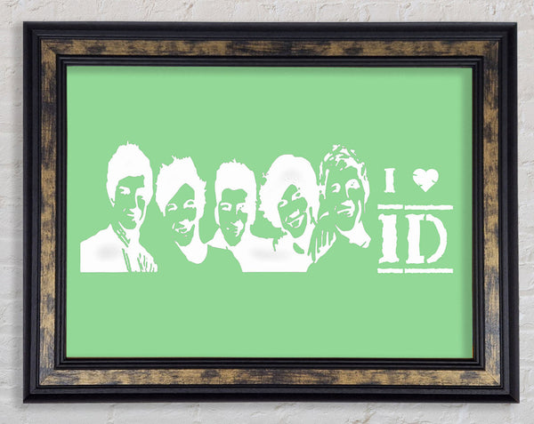 Music Quote I Love 1 Direction Green Framed Print