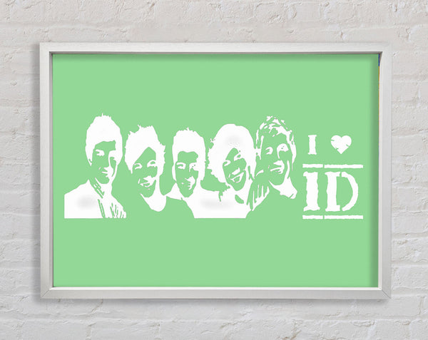 Music Quote I Love 1 Direction Green Framed Print