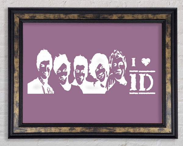 Music Quote I Love 1 Direction Dusty Pink Framed Print