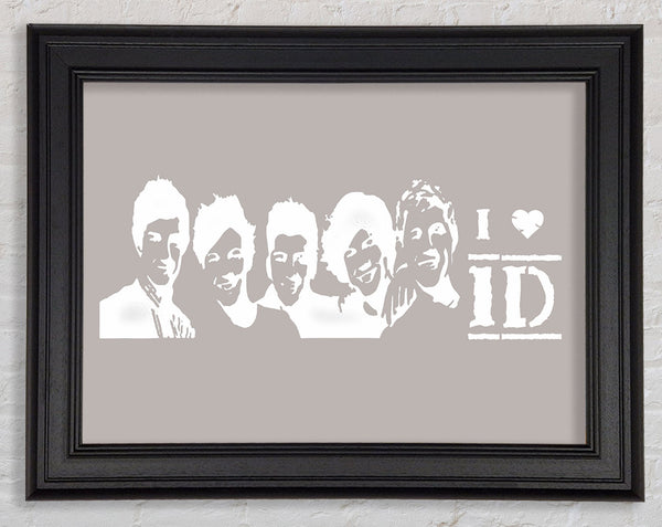 Music Quote I Love 1 Direction Beige Framed Print
