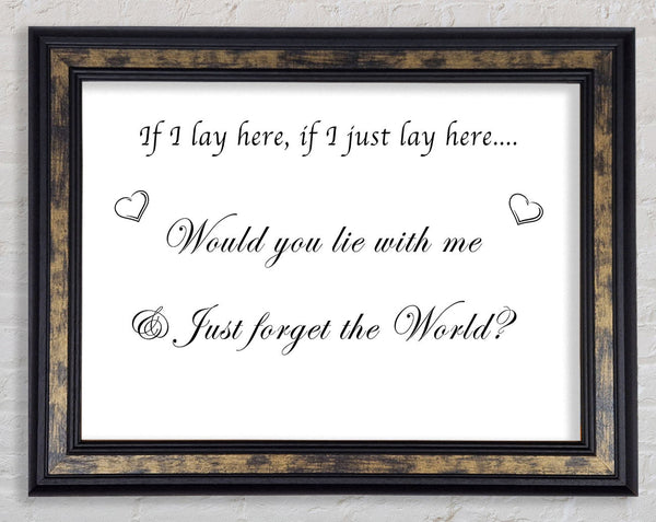 Music Quote If I Lay Here If I Just Snow Patrol White Framed Print