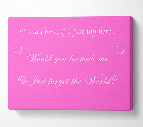 A Canvas Print of Music Quote If I Lay Here If I Just Snow Patrol Vivid Pink Canvas Art