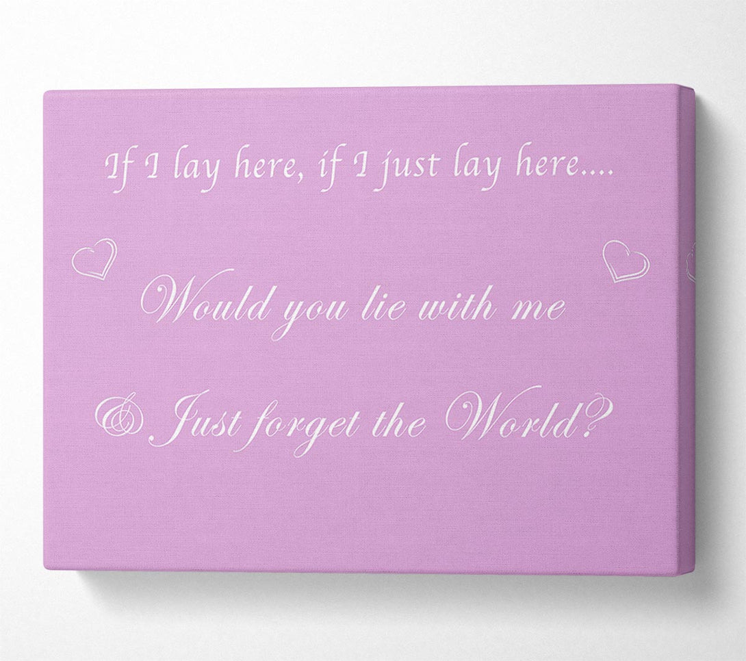  A Canvas Print of Music Quote If I Lay Here If I Just Snow Patrol Pink Canvas Art