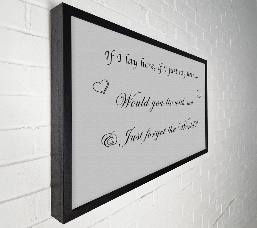  A Canvas Print of Music Quote If I Lay Here If I Just Snow Patrol Grey Canvas Print