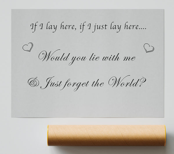 Music Quote If I Lay Here If I Just Snow Patrol Grey Print