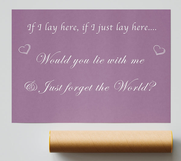 Music Quote If I Lay Here If I Just Snow Patrol Dusty Pink Giclee Print