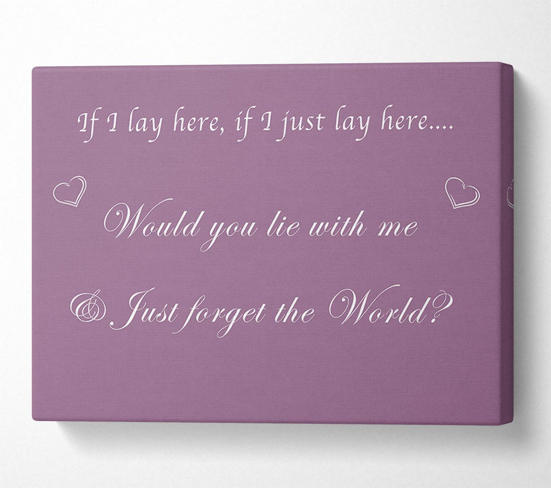  A Canvas Print of Music Quote If I Lay Here If I Just Snow Patrol Dusty Pink Canvas Wall Art