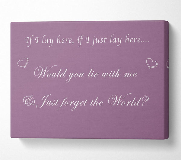  A Canvas Print of Music Quote If I Lay Here If I Just Snow Patrol Dusty Pink Canvas Wall Art