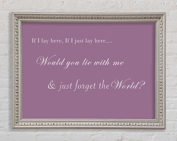 Music Quote If I Lay Here If I Just Lay Here Snow Patrol Dusty Pink Framed Print