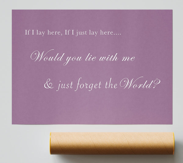 Music Quote If I Lay Here If I Just Lay Here Snow Patrol Dusty Pink Giclee Print