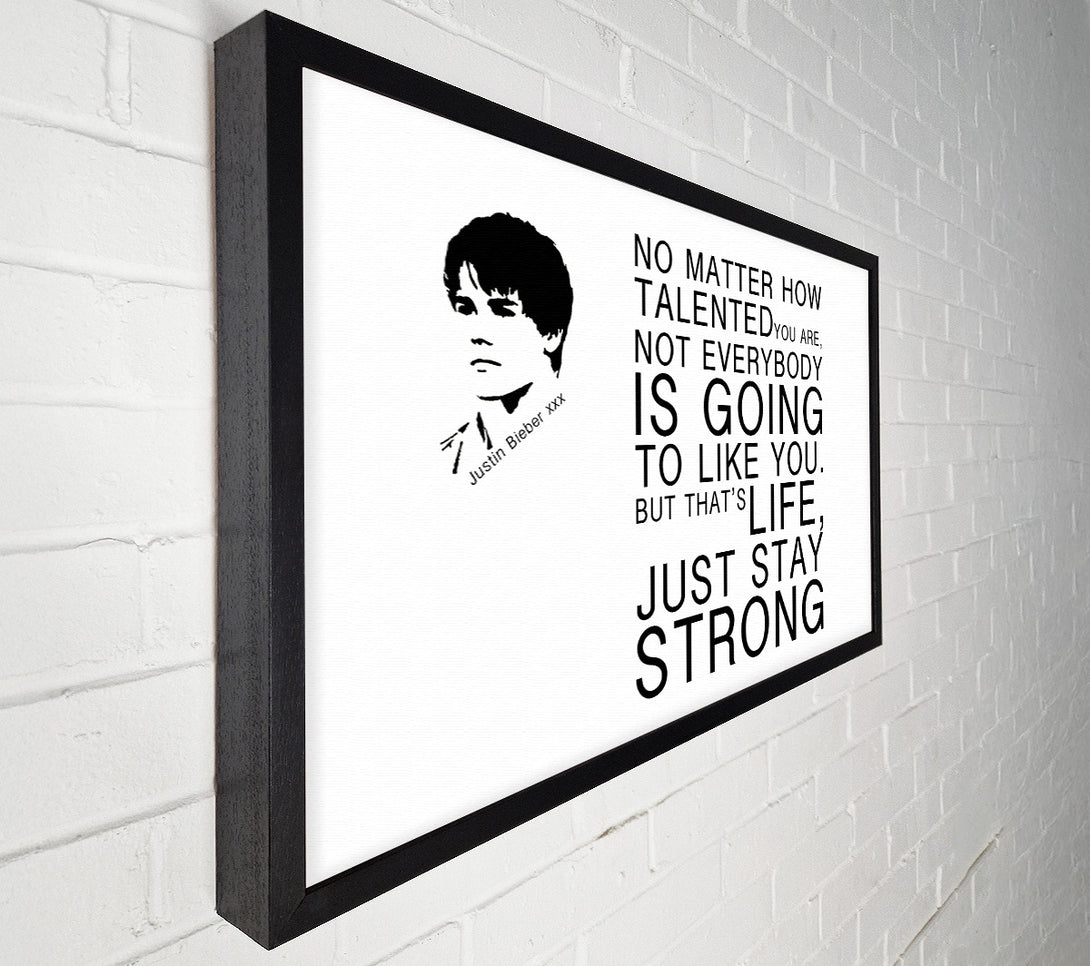  A Canvas Print of Music Quote No Matter How Talented Justin Bieber White Canvas Wall Art