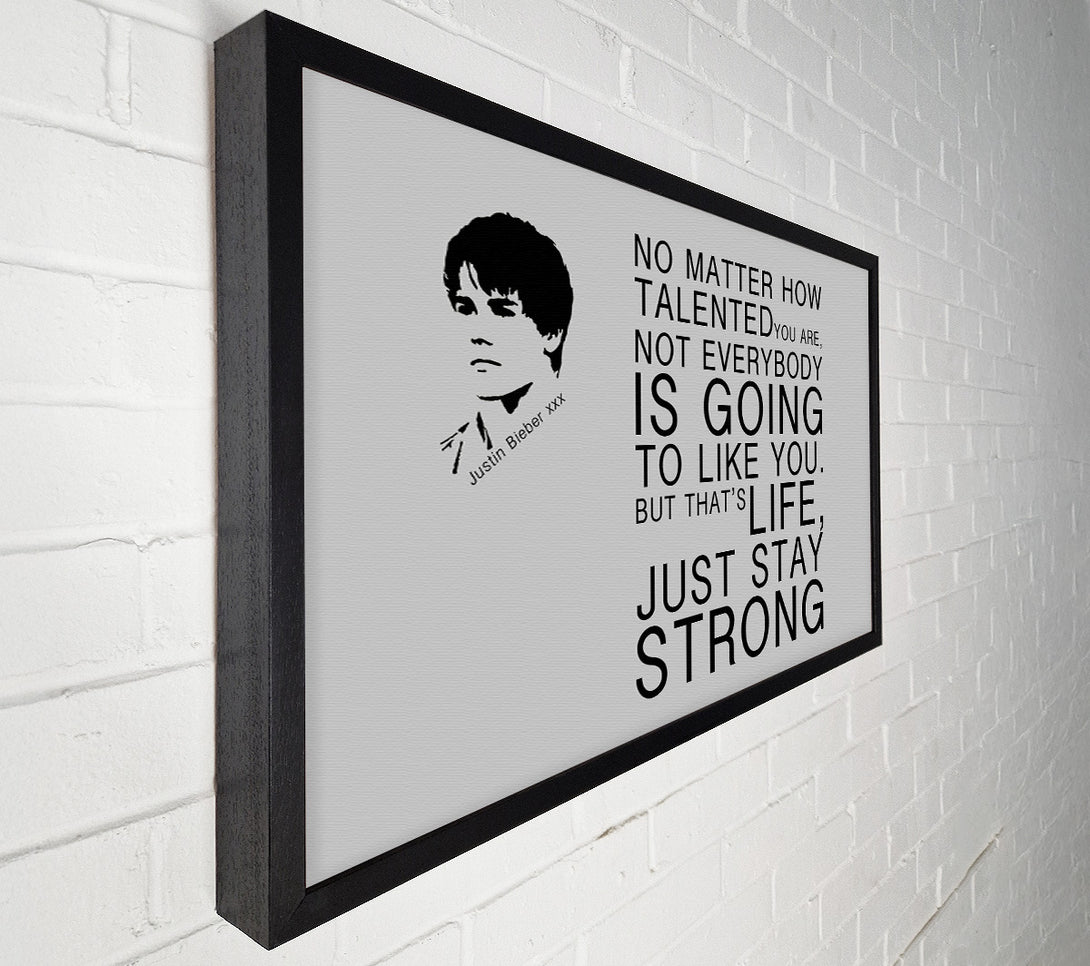  A Canvas Print of Music Quote No Matter How Talented Justin Bieber Grey Canvas Print