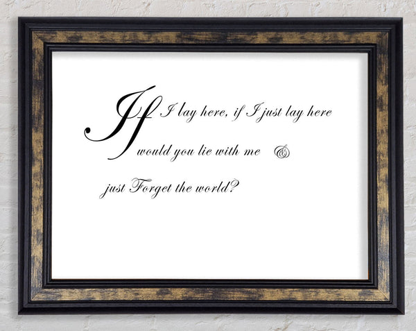 Music Quote If I Lay Here If I Just Snow Patrol 2 White Framed Print