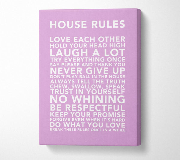  A Canvas Print of Family Quote House Rules 3 Pink Canvas Art