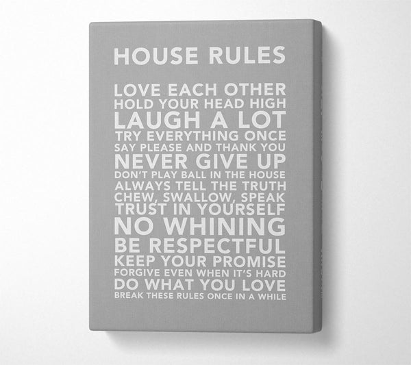  A Canvas Print of Family Quote House Rules 3 Grey White Canvas Art