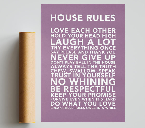 Family Quote House Rules 3 Dusty Pink Poster