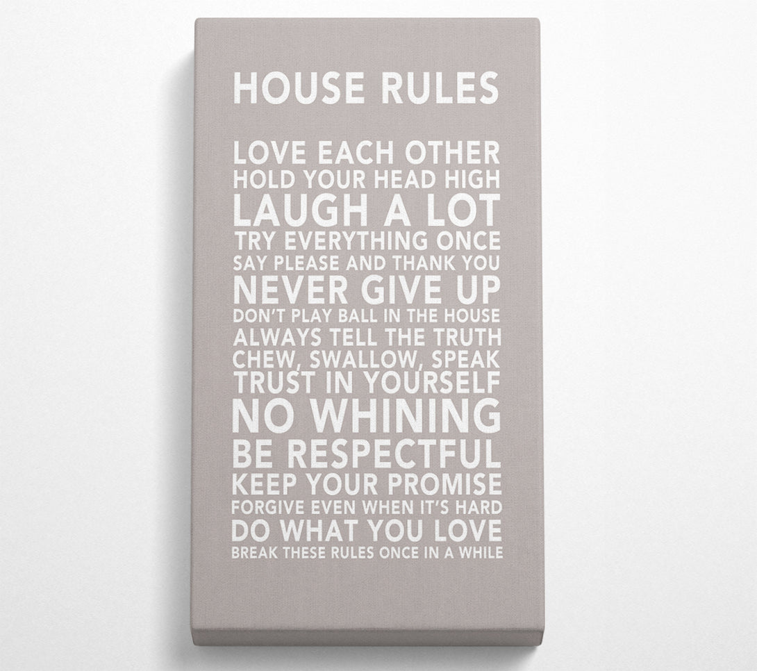  A Canvas Print of Family Quote House Rules 3 Beige Canvas Print