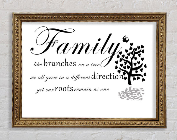 Family Quote Family Like Branches On A Tree White Framed Print