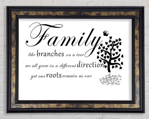 Family Quote Family Like Branches On A Tree White Framed Print