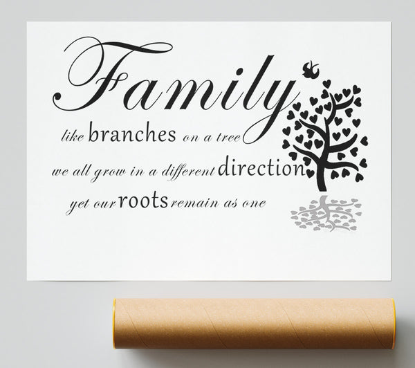Family Quote Family Like Branches On A Tree White Poster