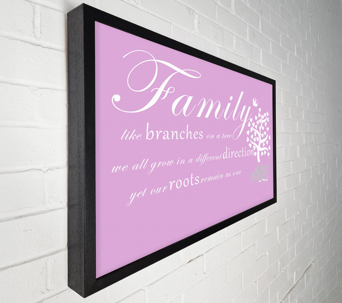  A Canvas Print of Family Quote Family Like Branches On A Tree Pink Canvas Art