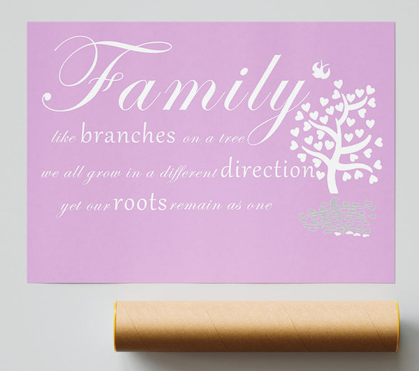Family Quote Family Like Branches On A Tree Pink Print
