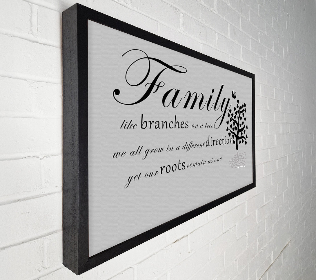  A Canvas Print of Family Quote Family Like Branches On A Tree Grey Canvas Art